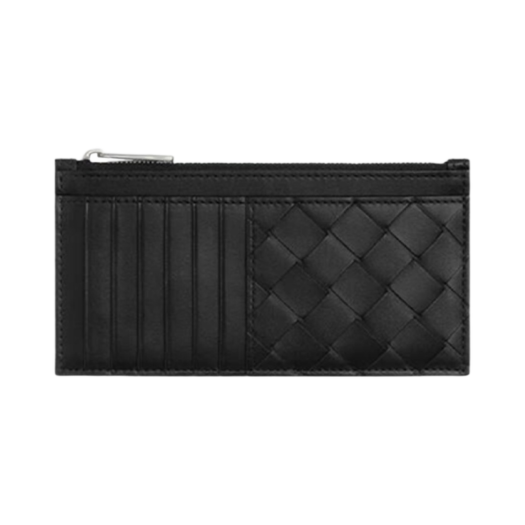Bottega Veneta Intrecciato Long Zippered Card Case Black