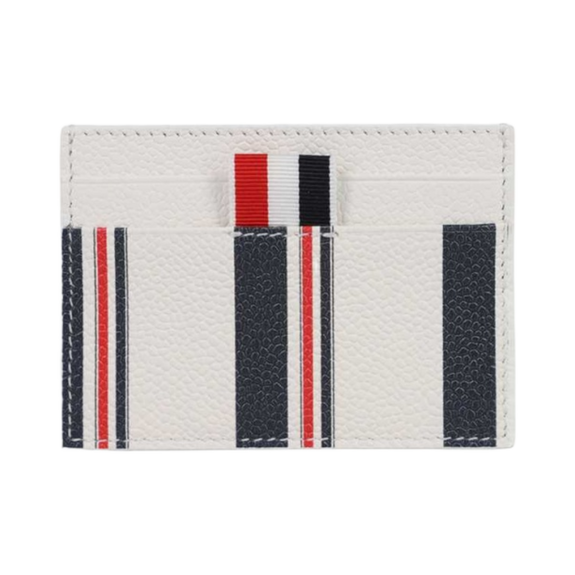 FAW035A-07696-100 Thom Browne Caviar Leather Double Sided Card Holder White