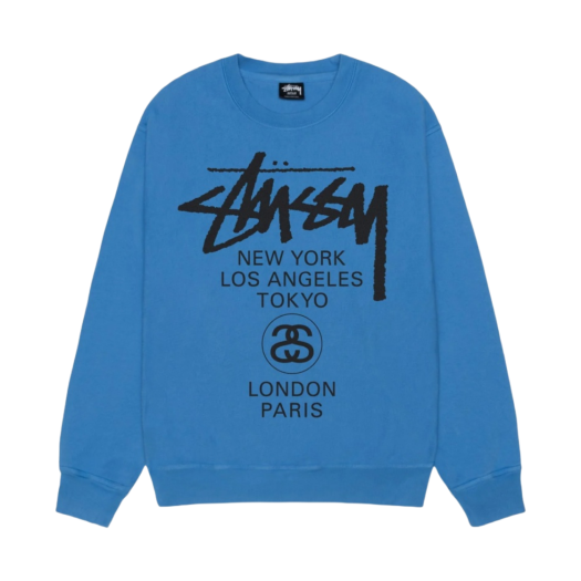 스투시 월드투어 크루넥 피그먼트 다이드 내츄럴 | Stussy | KREAM