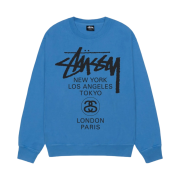 Stussy World Tour Crew Pigment Dyed Blue