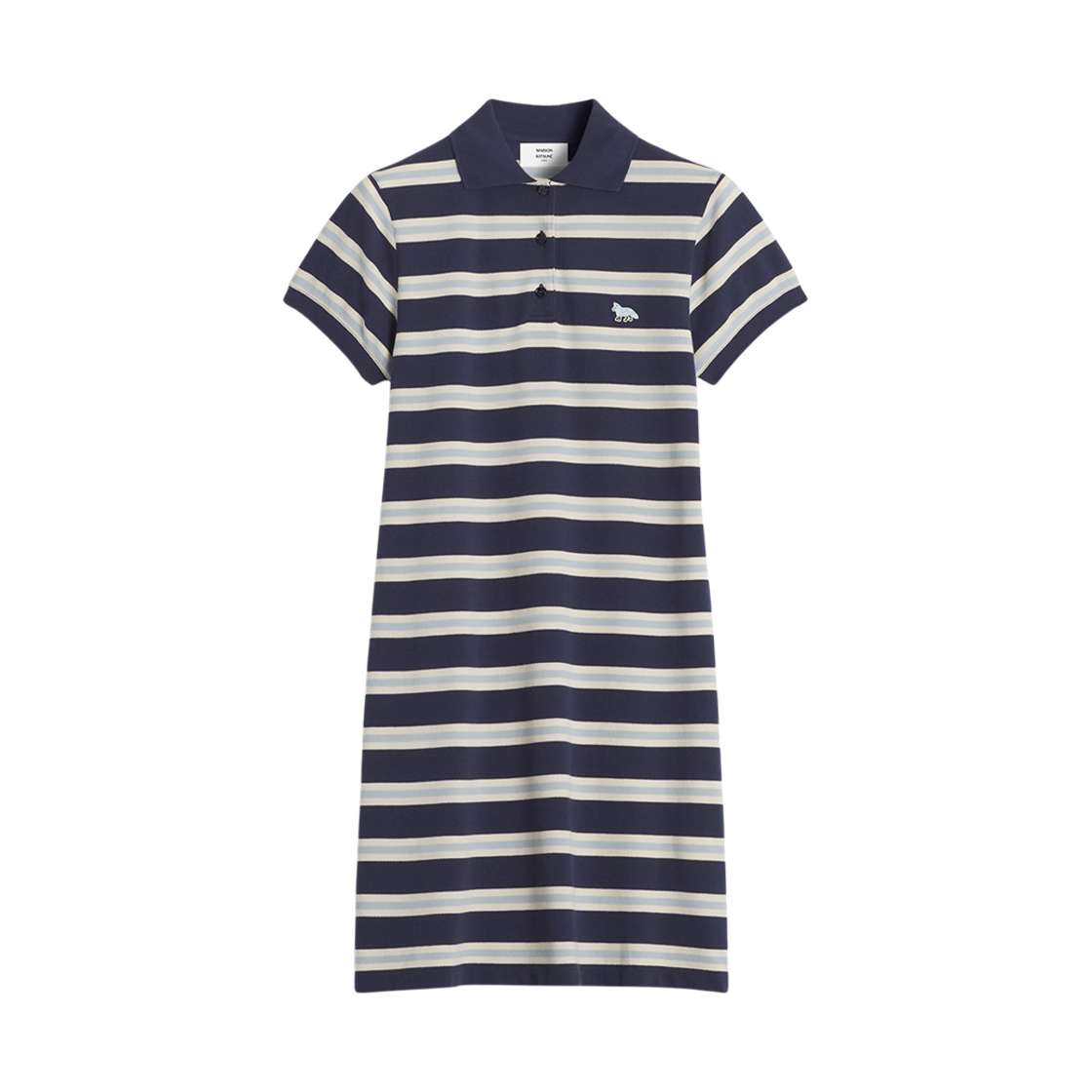 OW01619KJ7010-0239 (W) Maison Kitsune Baby Fox Patch Polo Dress Hortensia Ink Blue