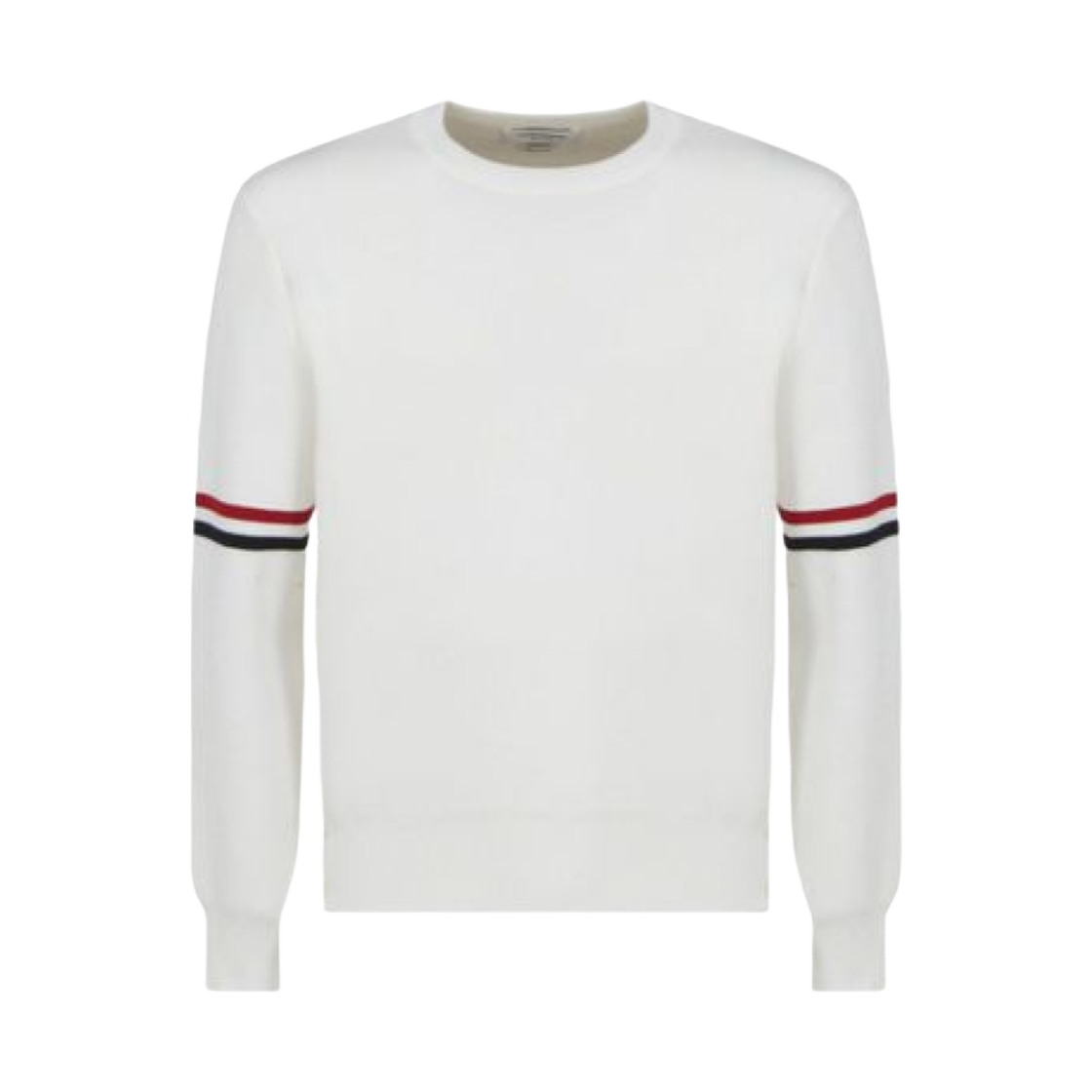 톰브라운 코튼 밀라노 스티치 스트라이프 암밴드 크루넥 스웨터 화이트(Thom Browne Cotton Milano Stitch Stripe Armband Crewneck Sweater White)