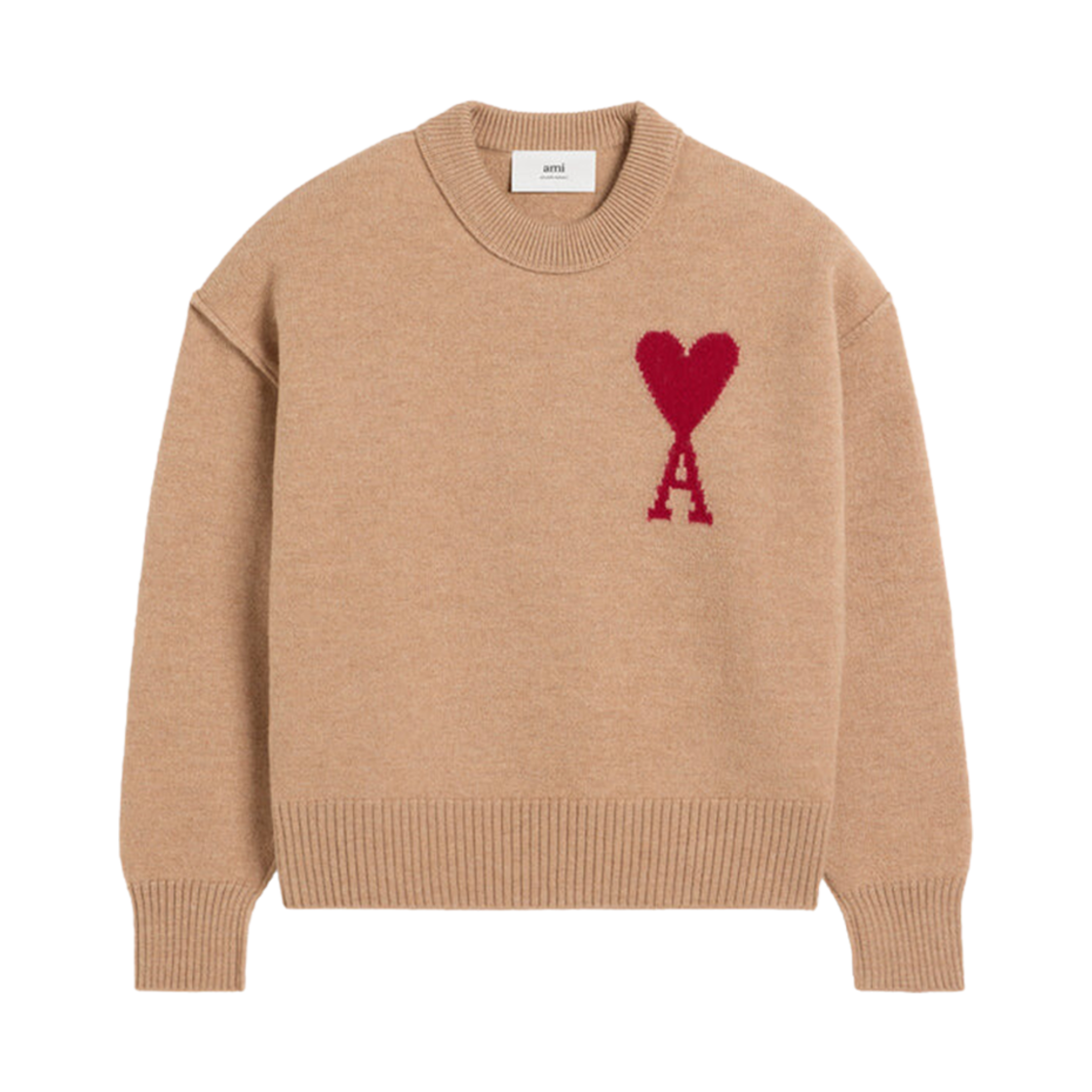 아미 빅 하트 로고 펠트 메리노 울 스웨터 카멜 레드(AMI de Coeur Felted Merino Wool Sweater Camel Red) - 1
