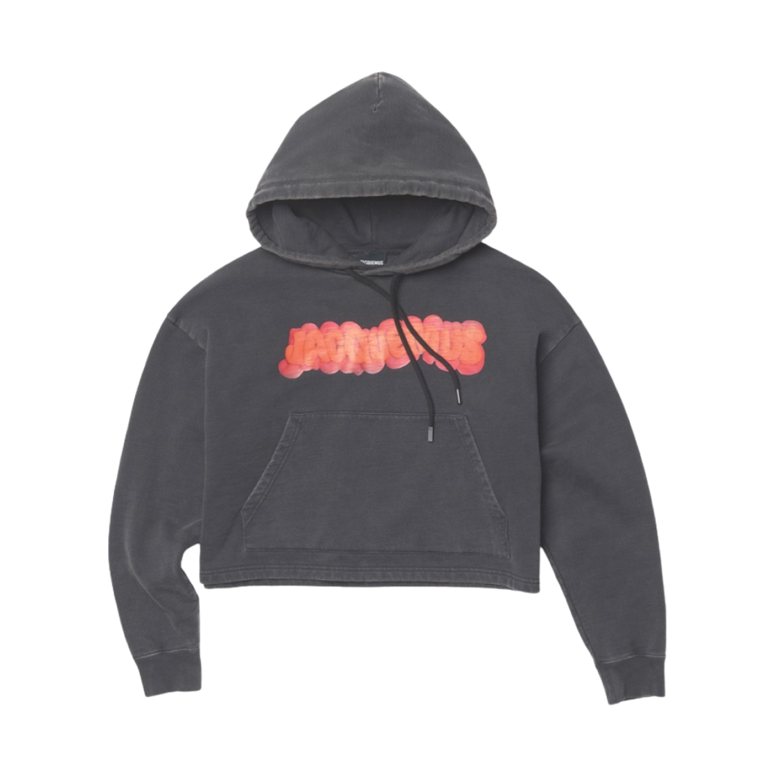 (W) 자크뮈스 르 스웨트셔츠 페이트 모델러 클레이 로고 크롭 후드 블랙((W) Jacquemus Le Sweatshirt Pate a Modeler Clay Logo Cropped Hoodie Black)