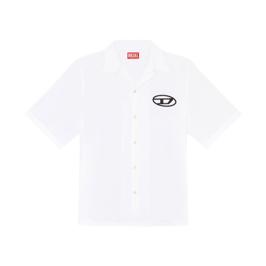 Diesel S-Mac-C Bowling Shirt with Logo Embroidery White