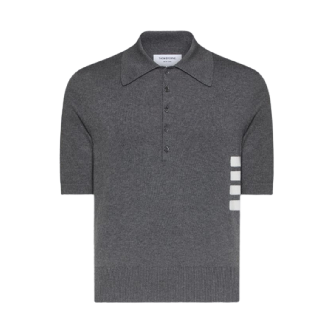 MKP135A-Y3043-035 Thom Browne Cotton 4-Bar Relaxed Fit Polo Grey