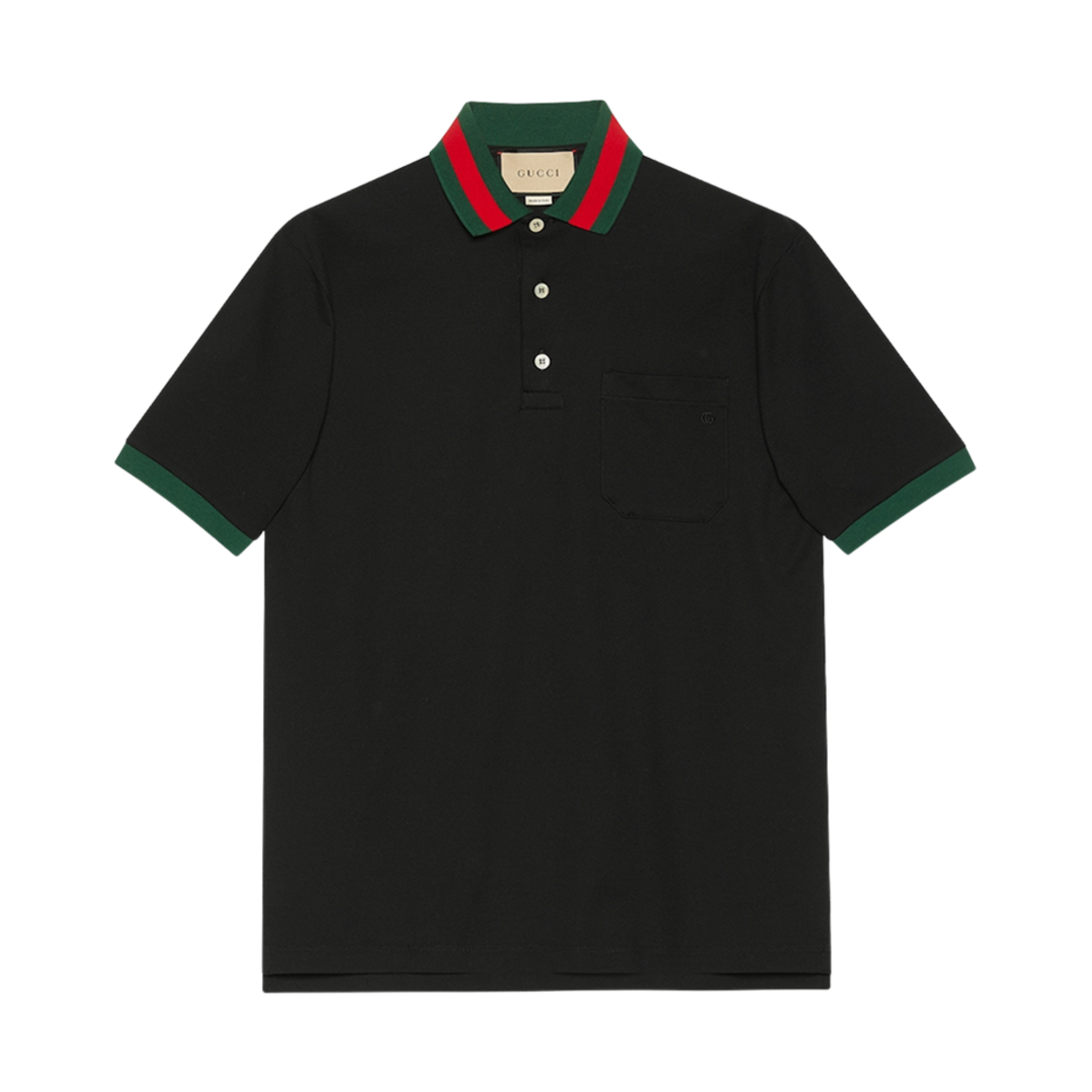 구찌 코튼 피케 폴로 웹 칼라 블랙(Gucci Cotton Piquet Polo with Web Collar Black)