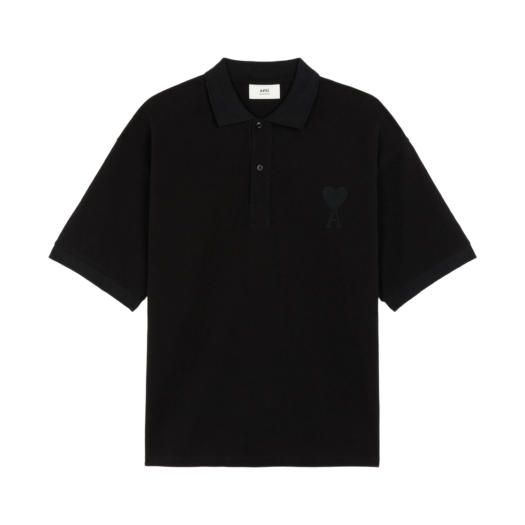 AMI de Coeur Tone-On-Tone Polo Shirt Black