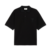 AMI de Coeur Tone-On-Tone Polo Shirt Black