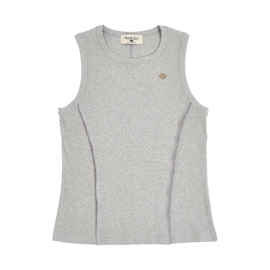25SS02 December Ten Square Neck Rib Tank Top Grey