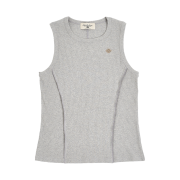 December Ten Square Neck Rib Tank Top Grey