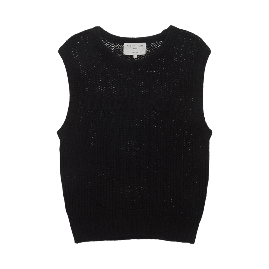 MK2434KV005M (W) Matin Kim Big Logo Knit Vest Black