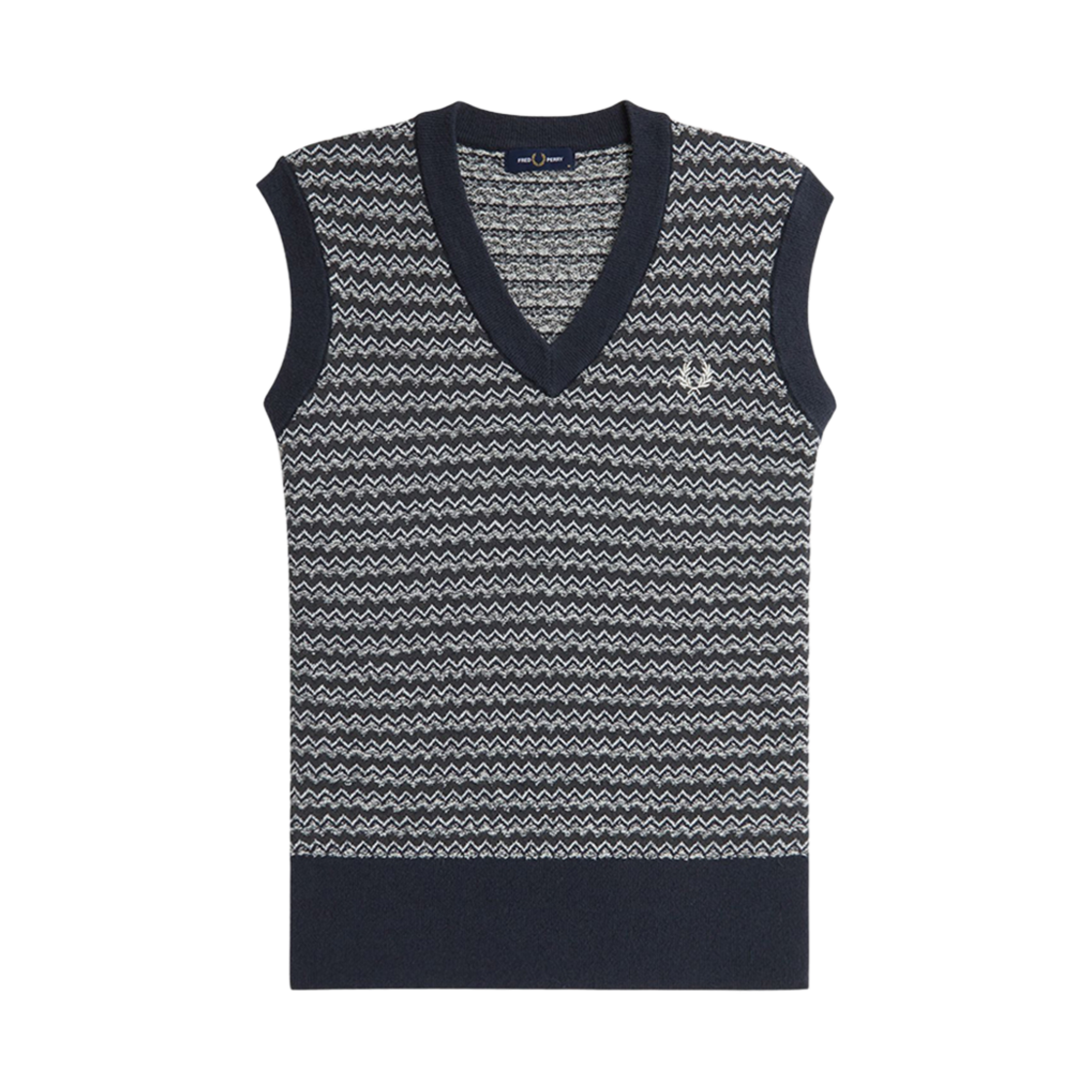 AFPM2438551-608 Fred Perry Boucle Jacquard Vest Navy