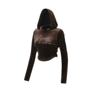 BORN TO WIN Velour Slim Fit Hoodie Brown