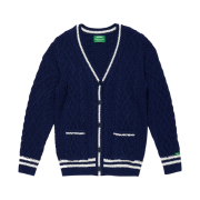 Green Butter Women Oversized Cable Stripe Cardigan Navy