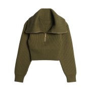 (W) Jacquemus La Maille Risoul Double Collar Sweater Khaki