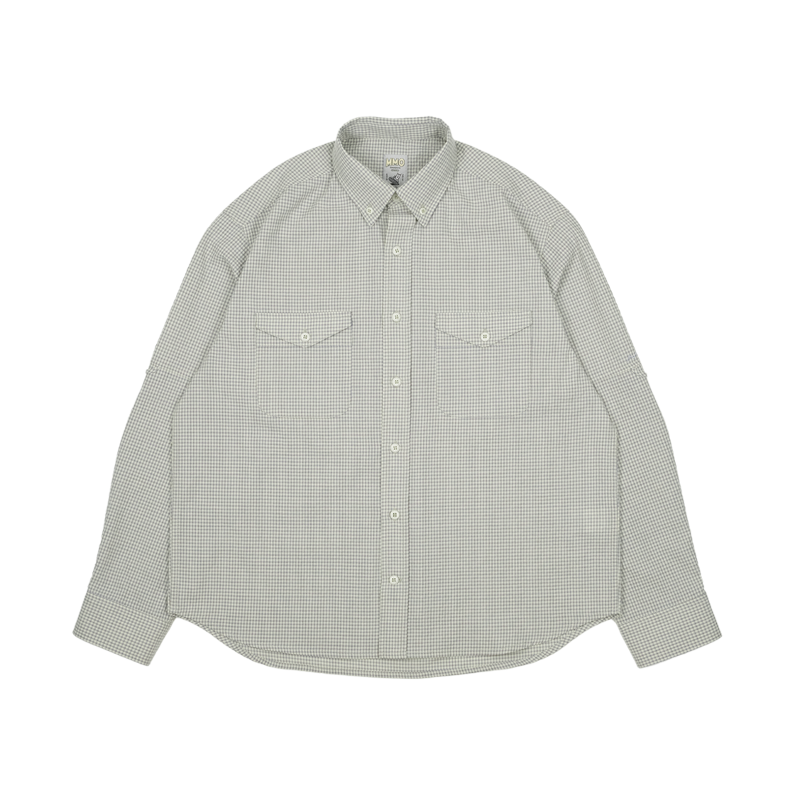 A-029 mmogarden mmo Roll-up Check Shirt Blue Ivory