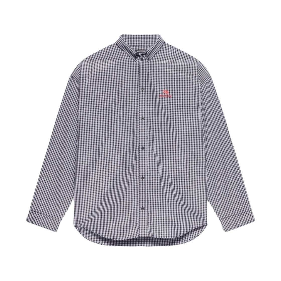 발렌시아가 마이크로 체크 믹스 포플린 스포티 B 코지 셔츠 블랙 화이트