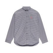 Balenciaga Micro Check Mix Poplin Sporty B Cosy Shirt Black White