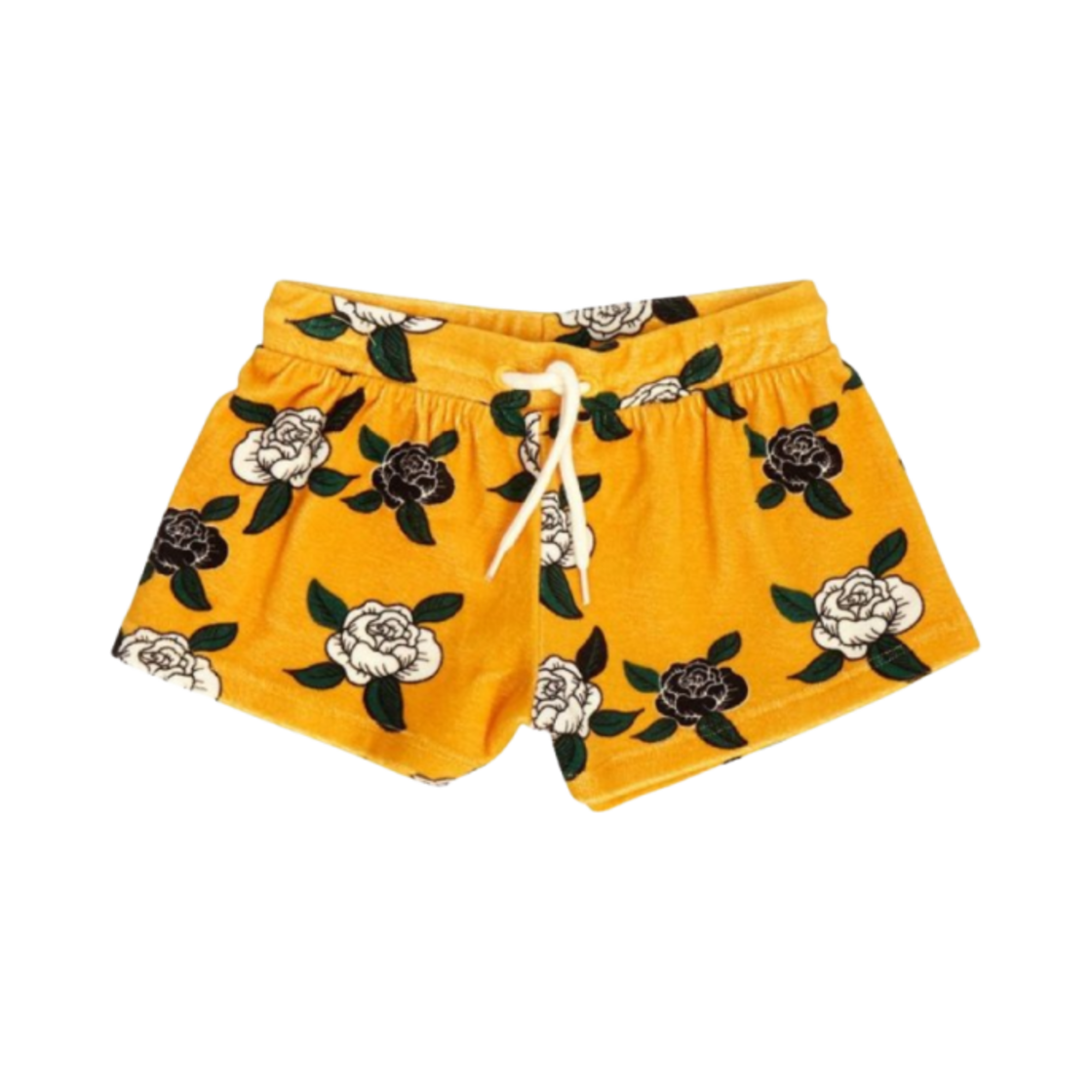 (키즈) 미니 로디니 와일드플라워 스웨트쇼츠 옐로우((Kids) Mini Rodini Wildflowers Sweatshorts Yellow)