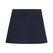 (W) Celine Trapeze Mini Skirt in Double Faced Wool Tricotine Ink