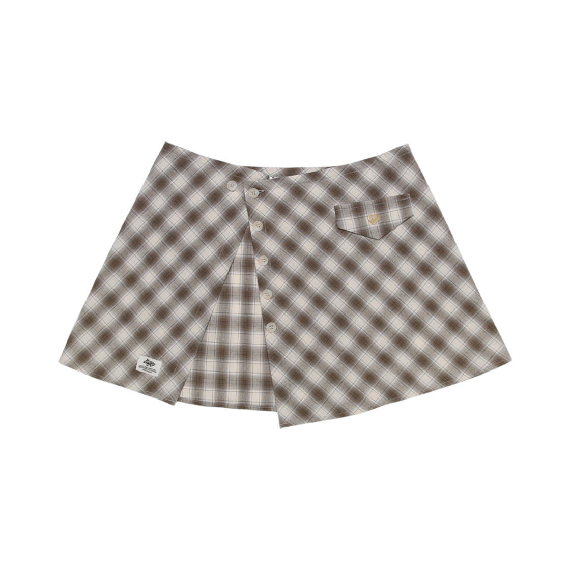 키지코 레이어드 체크 랩 스커트 브라운(KIJIKO Layered Check Wrap Skirt Brown) - 1