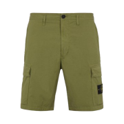Stone Island L0803 Stretch Cotton Tela Paracadute Garment Dyed Cargo Bermuda Shorts Olive Green - 22SS