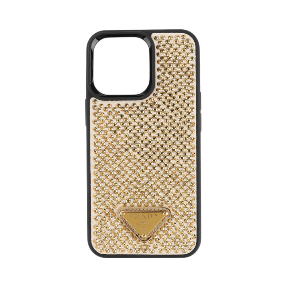 프라다 트라이앵글 로고 라인스톤 커버 아이폰 13 프로 플래티넘(Prada Triangle Logo Rhinestone Cover For iPhone 13 Pro Platinum)