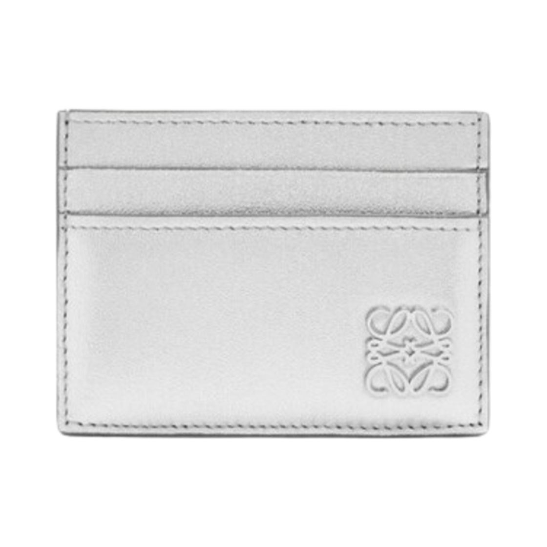 로에베 샤이니 나파 카프스킨 퍼퍼 아나그램 플레인 카드 홀더 실버(Loewe Puffer Anagram Plain Card Holder in Shiny Nappa Calfskin Silver)