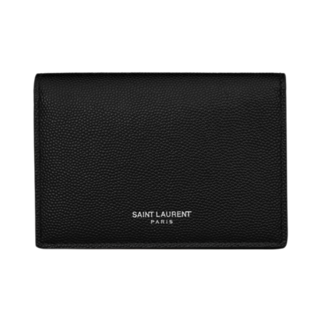 469338-BTY7N-1000 Saint Laurent Business Card Holder with Flap in Grain De Poudre Embossed Leather Black