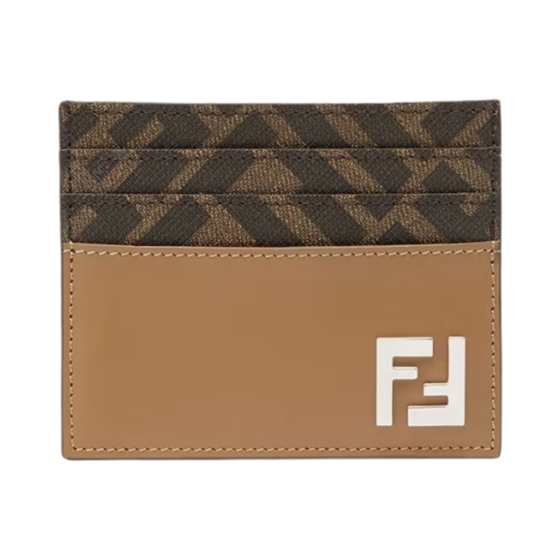 7M0164AFF2F1M6E Fendi FF Squared Card Holder Beige