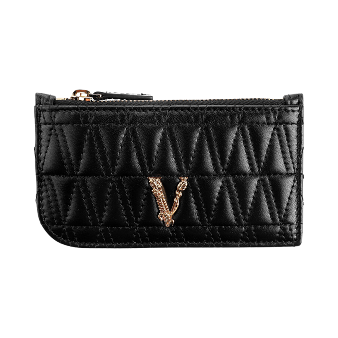 DP3H333V-DNATR21-KVO41 Versace Cow Leather Card Holder Black Gold