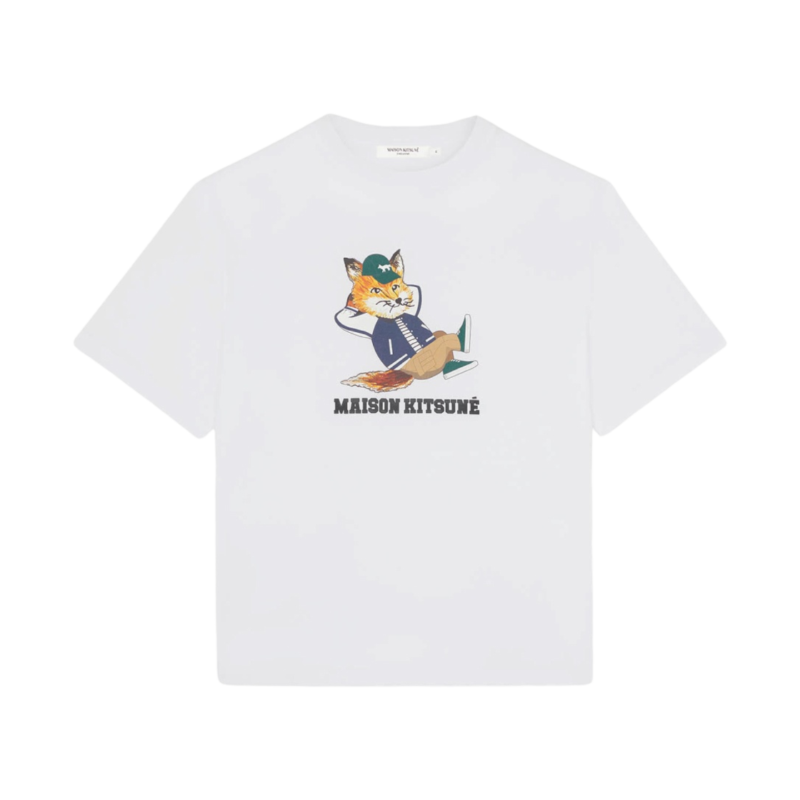 (W) 메종 키츠네 드레스드 폭스 이지 티셔츠 화이트((W) Maison Kitsune Dressed Fox Easy T-Shirt White) - 1