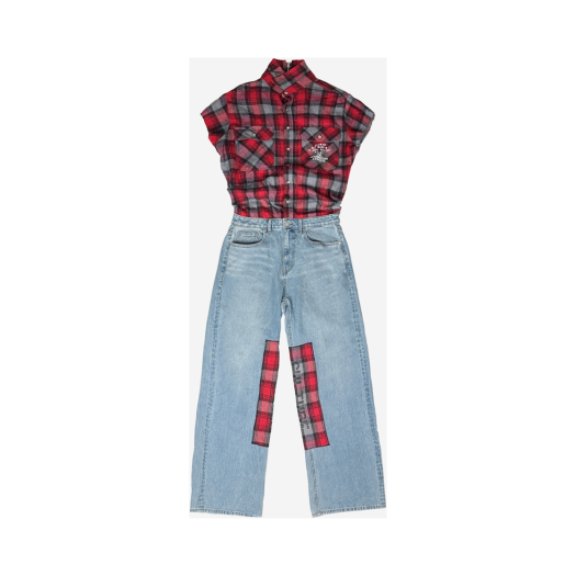 24-B010 LI Resurrection13 Recycle Overall Denim Pants Light Indigo