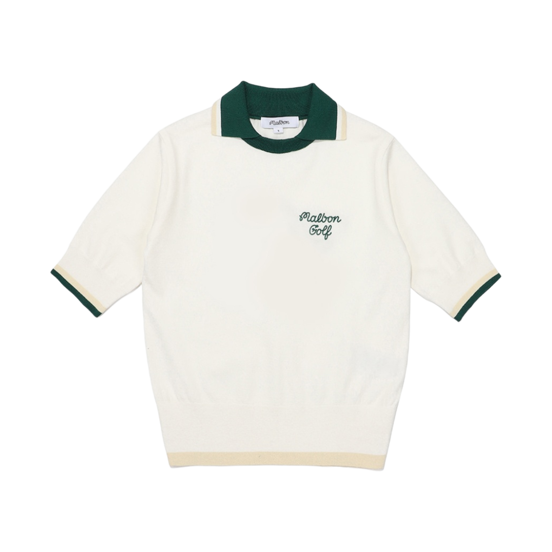(W) 말본 골프 M 스크립트 스웨터 오프 화이트((W) Malbon Golf M Script Sweater Off White) - 1