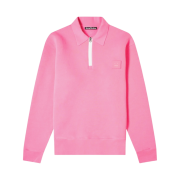 Acne Studios Ferd Face Half Zip Sweatshirt Bubblegum Pink