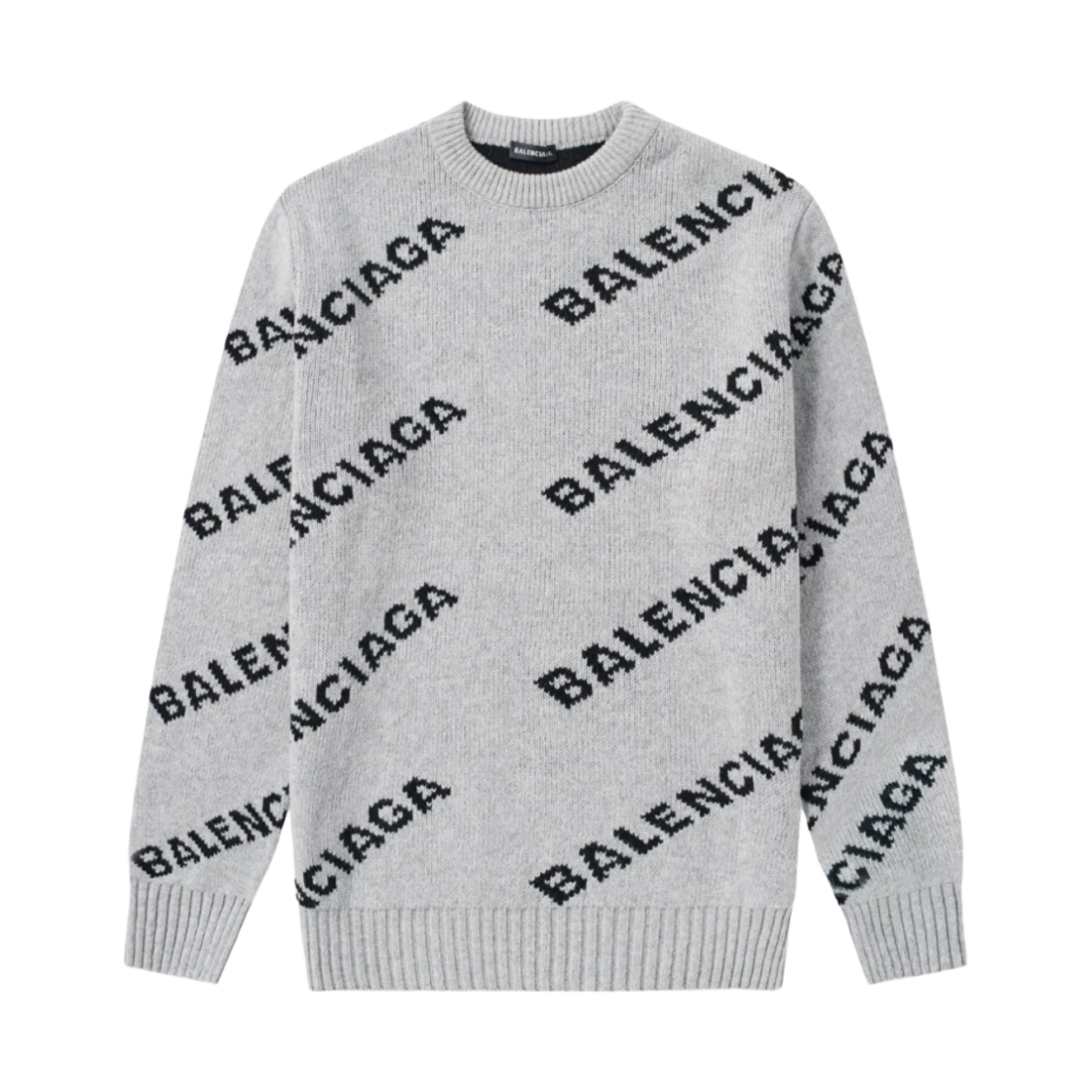 발렌시아가 올오버 로고 크루넥 니트 그레이 블랙(Balenciaga Allover Logo Crewneck Knit Grey Black) - 1