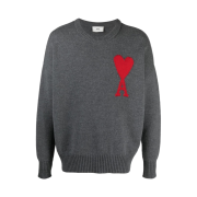 AMI de Coeur Oversize Intarsia Sweater Heather Grey - 21FW