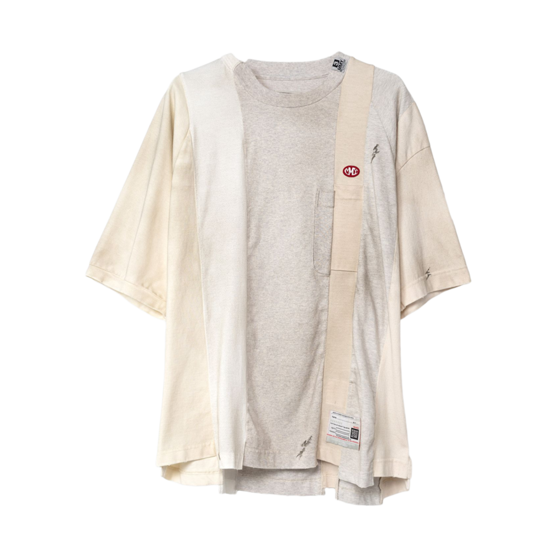 메종 미하라 야스히로 버티컬 스위칭 티셔츠 화이트(Maison Mihara Yasuhiro Vertical Switching T-Shirt White)