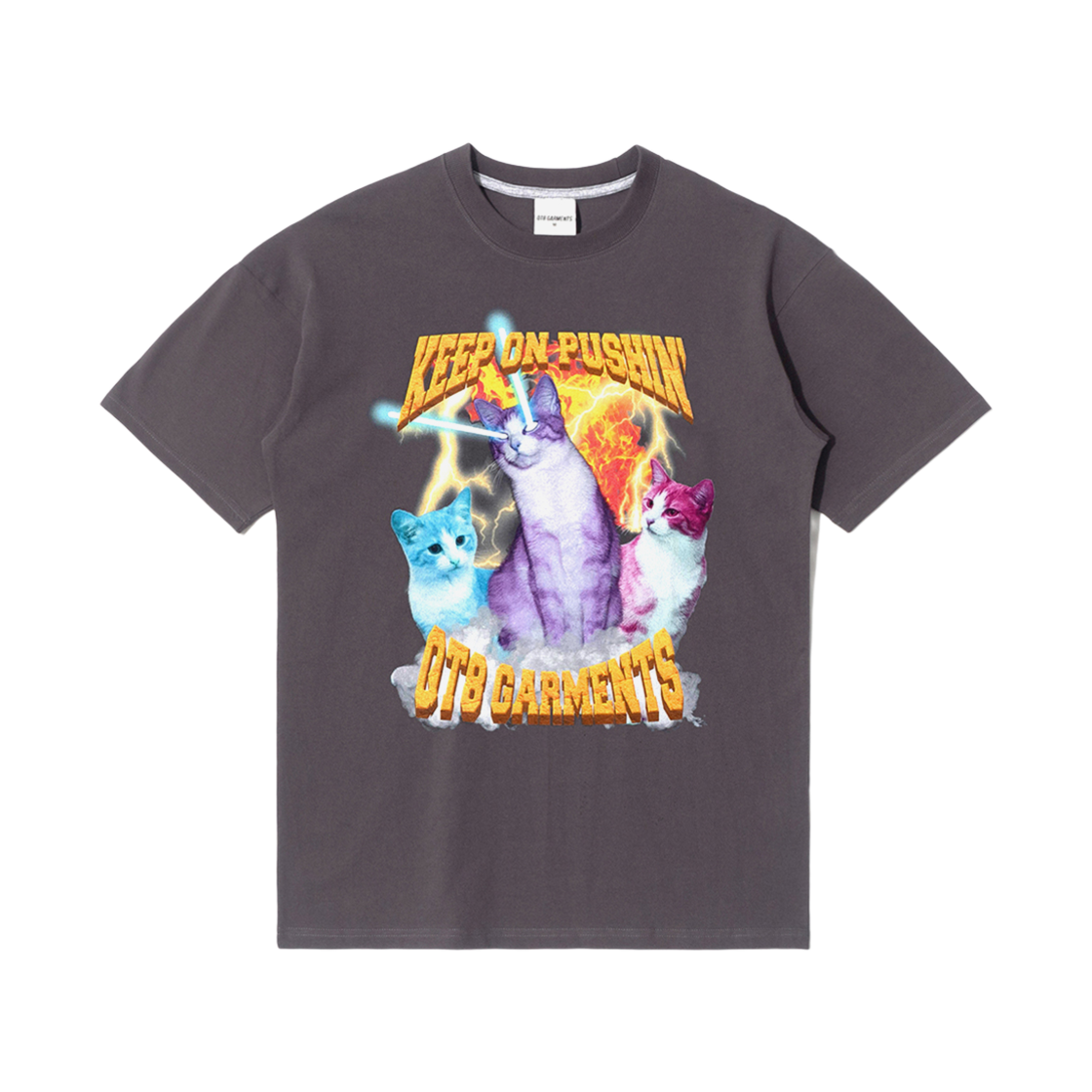 Q4MMTS003CHA QT8 GARMENTS Wild Cat Tee Charcoal