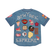 Supreme Patches Denim Baseball Jersey Denim - 21SS