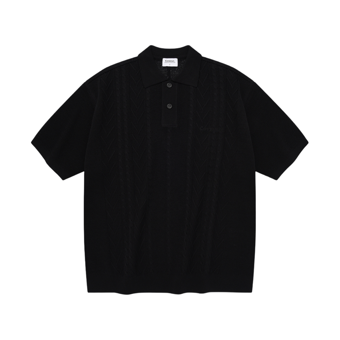 커버낫 쿨 케이블 카라 하프 니트 블랙(Covernat Cool Cable Collar Half Knit Black) - 1