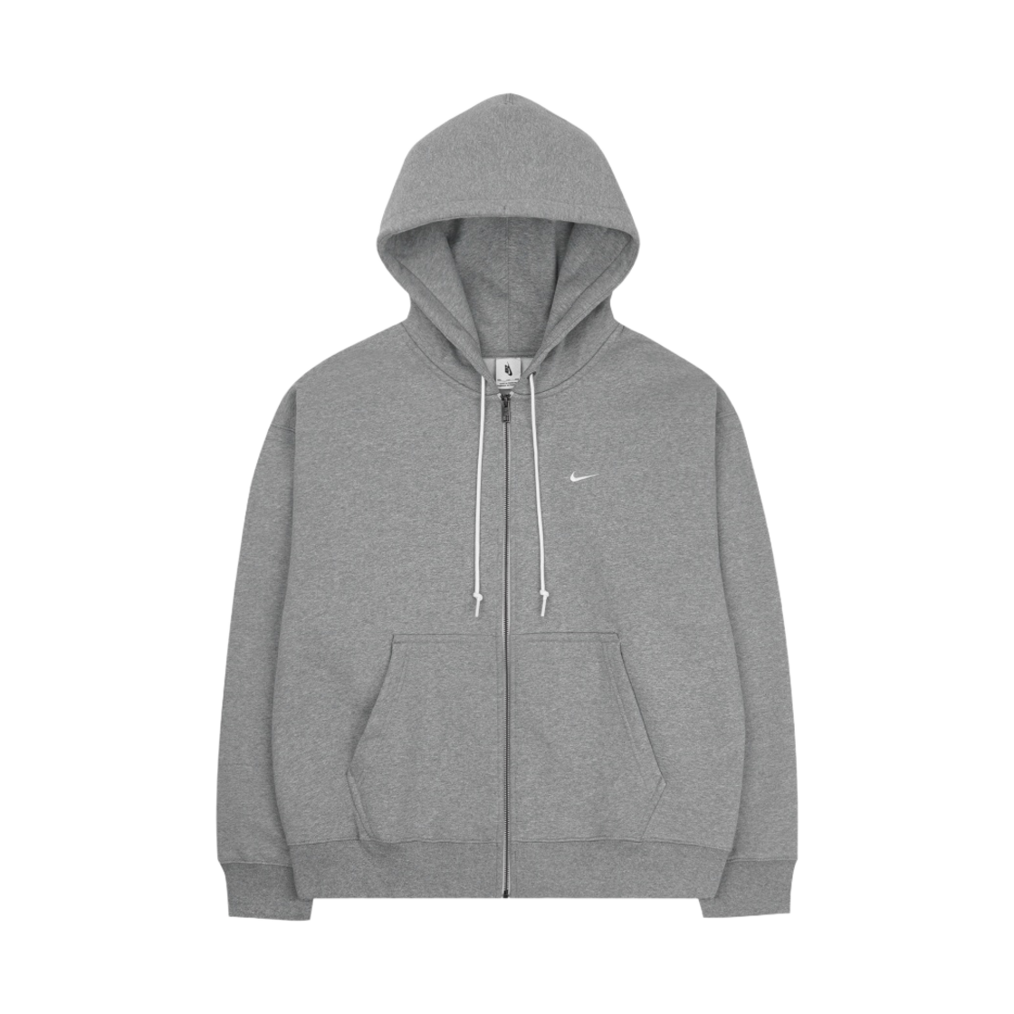 나이키 NRG 솔로 스우시 풀 집업 후드 다크 그레이 헤더 - 아시아(Nike NRG Solo Swoosh Full Zip Hoodie Dark Grey Heather - Asia)