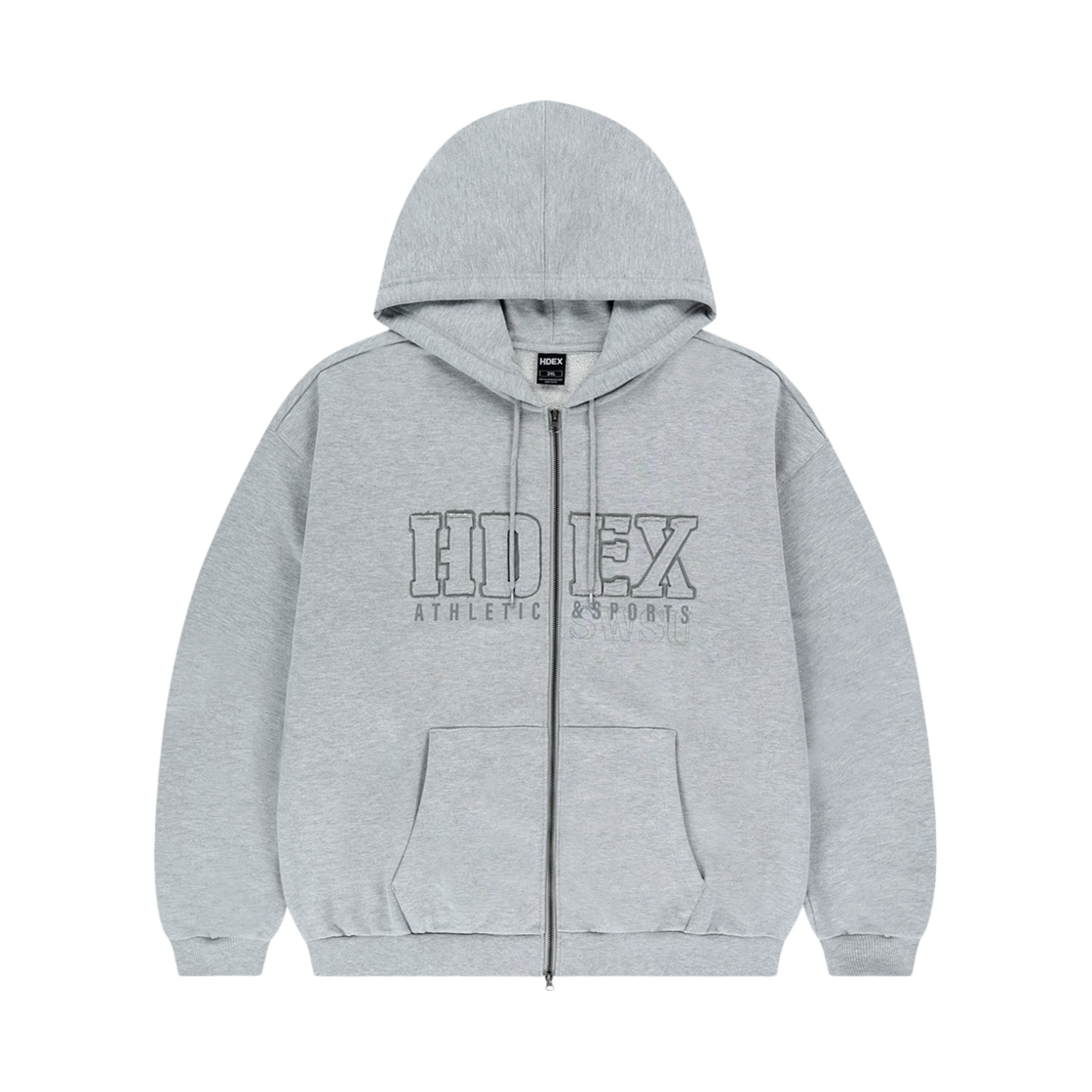 에이치덱스 코어 아플리케 후디 집업 멜란지 그레이(HDEX Core Applique Zip-up Hoodie Melange Gray)