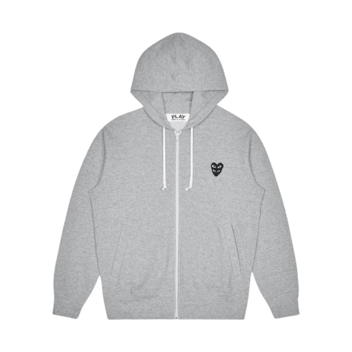플레이 꼼데가르송 더블 아이 블랙 하트 후드 집업 그레이(Play Comme des Garcons Double Eye Black Heart Zip Hooded Sweatshirt Grey)