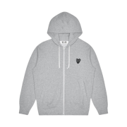 Play Comme des Garcons Double Eye Black Heart Zip Hooded Sweatshirt Grey