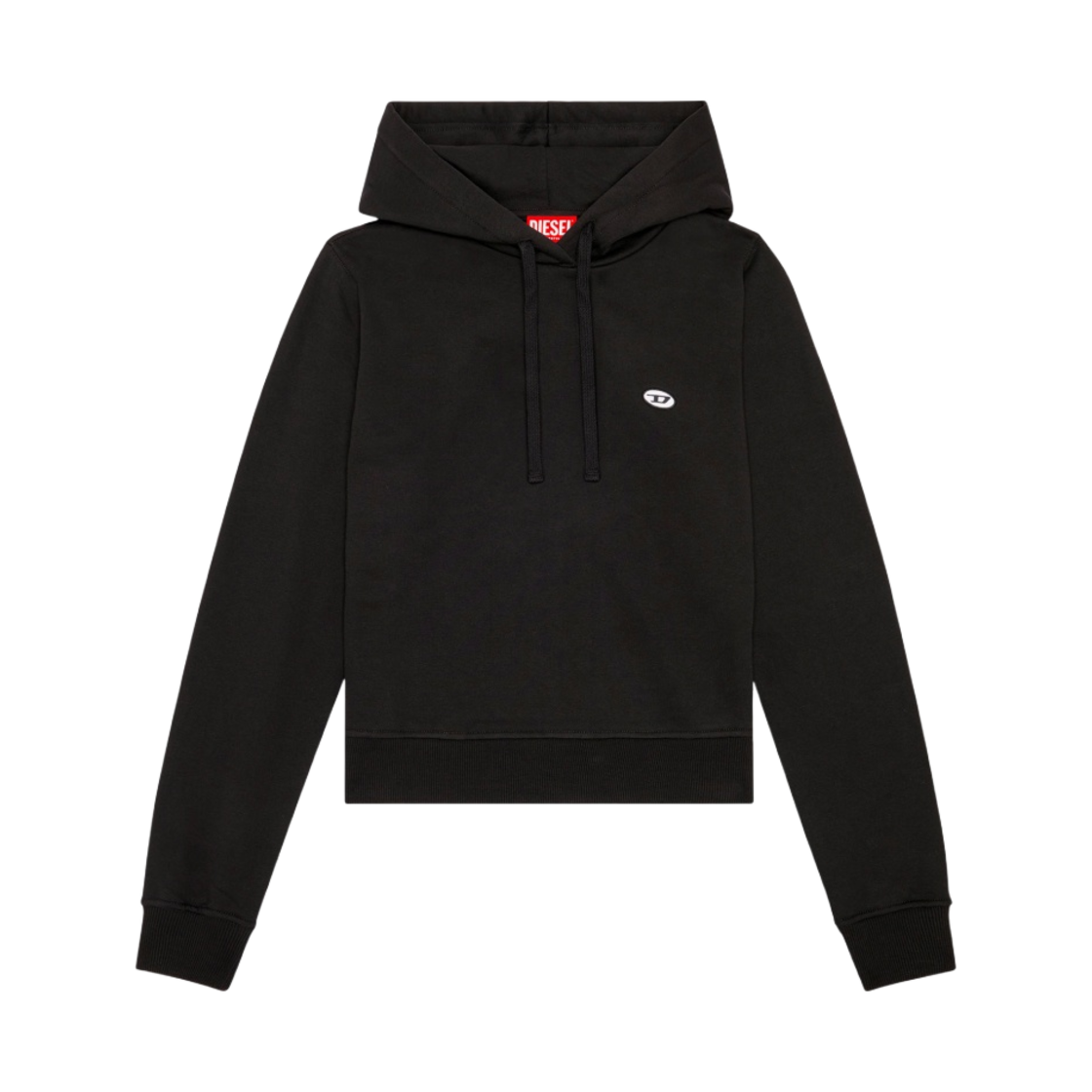 (W) 디젤 F-레기-후드-도발-Pj 오발 D 패치 후드 블랙((W) Diesel F-Reggy-Hood-Doval-Pj Hoodie with Oval D Patch Black) - 1