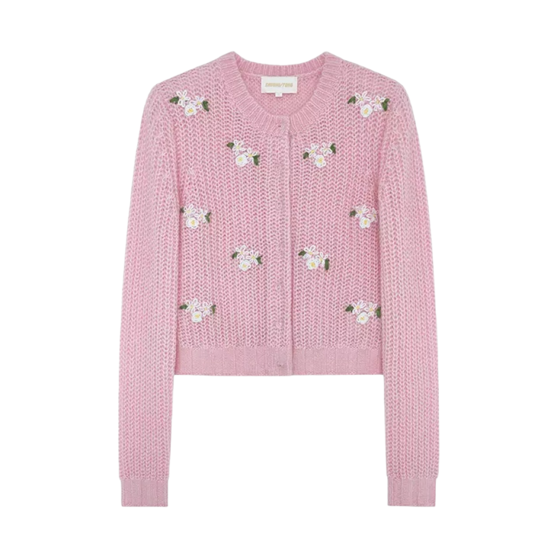 MWEXTO08 (W) Shushu/Tong Sweet Soft Sticky Embroidered Long Sleeve Knit Cardigan Top Pink
