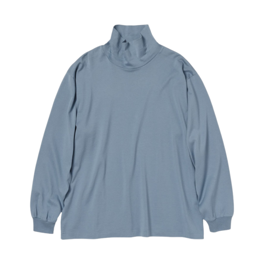 トップス LUSTER PLAITING L/S TEE DUSTY BLUE Auralee Luster Plaiting L/S Tee - Light Blue | Garmentory