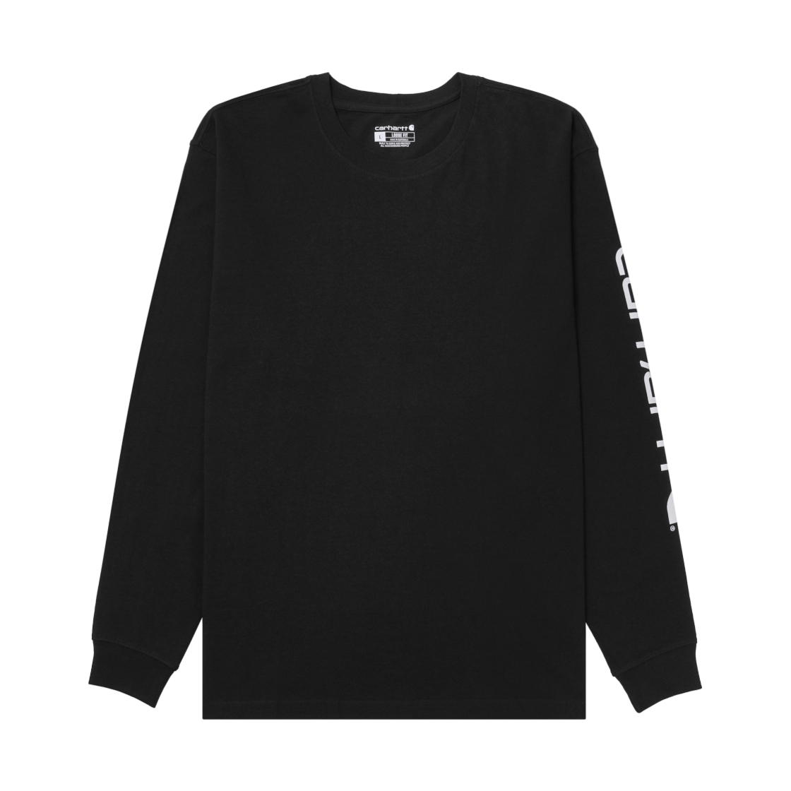 칼하트 루즈핏 헤비웨이트 레귤러 로고 슬리브 그래픽 롱슬리브 티셔츠 블랙(Carhartt Loose Fit Heavyweight Regular Logo Sleeve Graphic Long Sleeve T-Shirt Black)